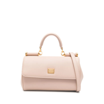 Beige Front Flap Top Handle Bag