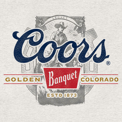 Coors Banquet Beer Front and Back Faded Graphic T-Shirt - Ash Gray