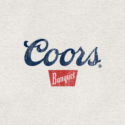 Coors Banquet Beer Front and Back Faded Graphic T-Shirt - Ash Gray