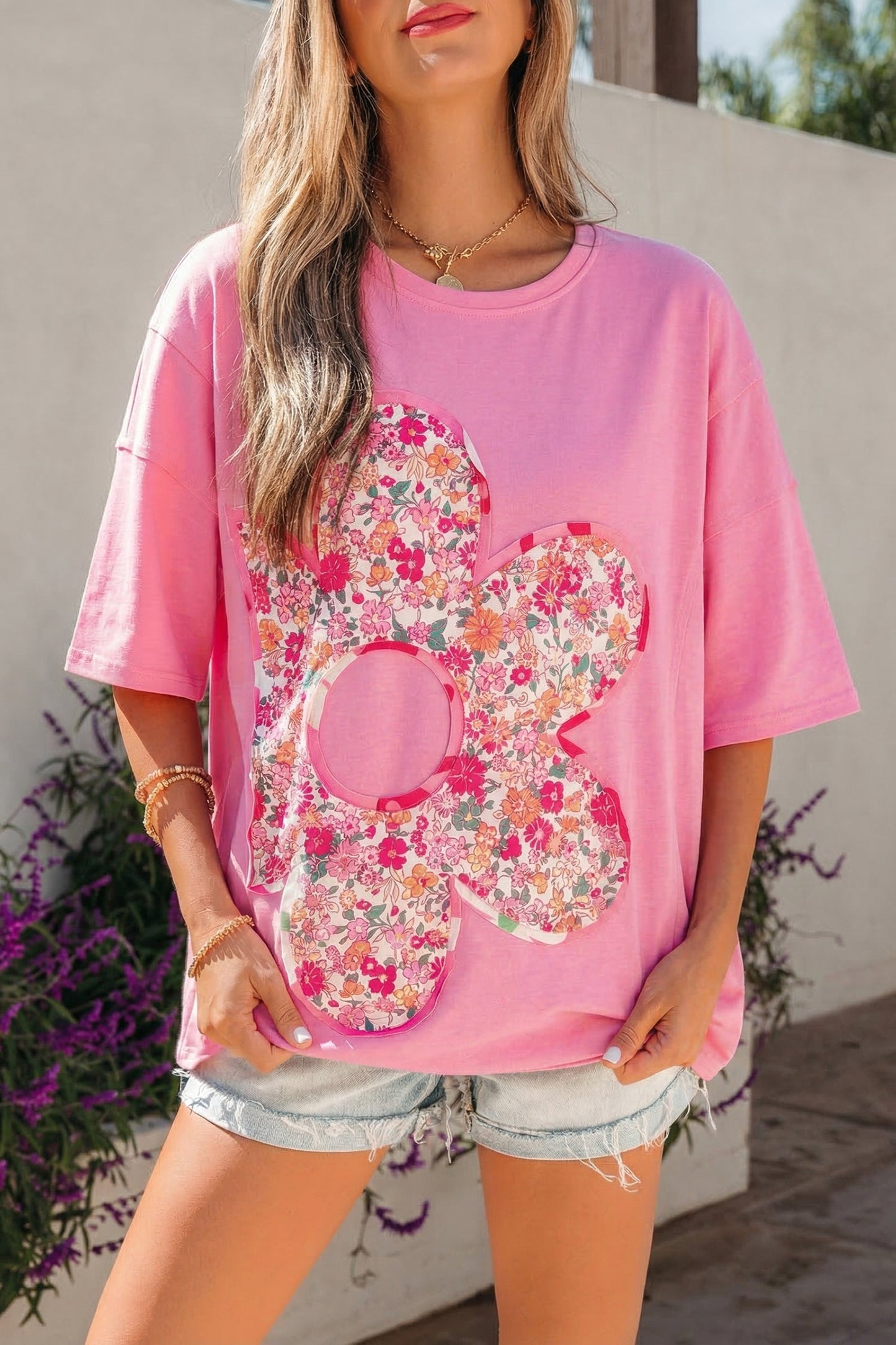 Threaded Pear Adriana Big Flower Oversize Tee