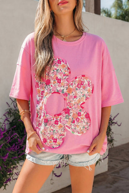 Threaded Pear Adriana Big Flower Oversize Tee