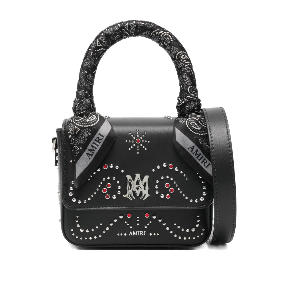 Black Top Handle Bag With Studded Design