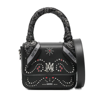 Black Top Handle Bag With Studded Design