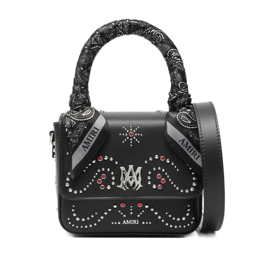 Black Top Handle Bag With Studded Design