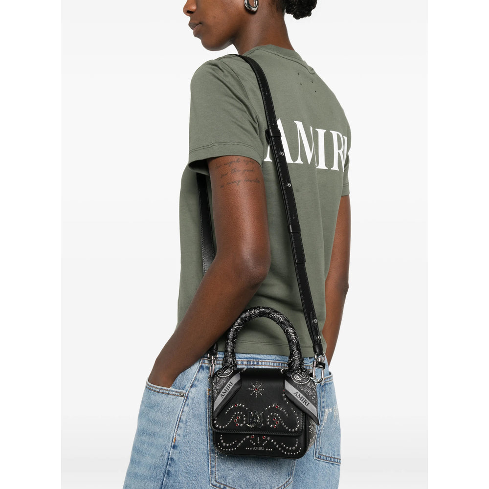 Black Top Handle Bag With Studded Design
