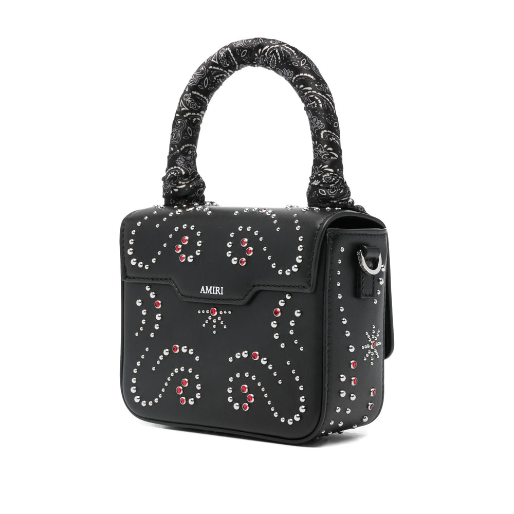 Black Top Handle Bag With Studded Design