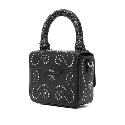 Black Top Handle Bag With Studded Design