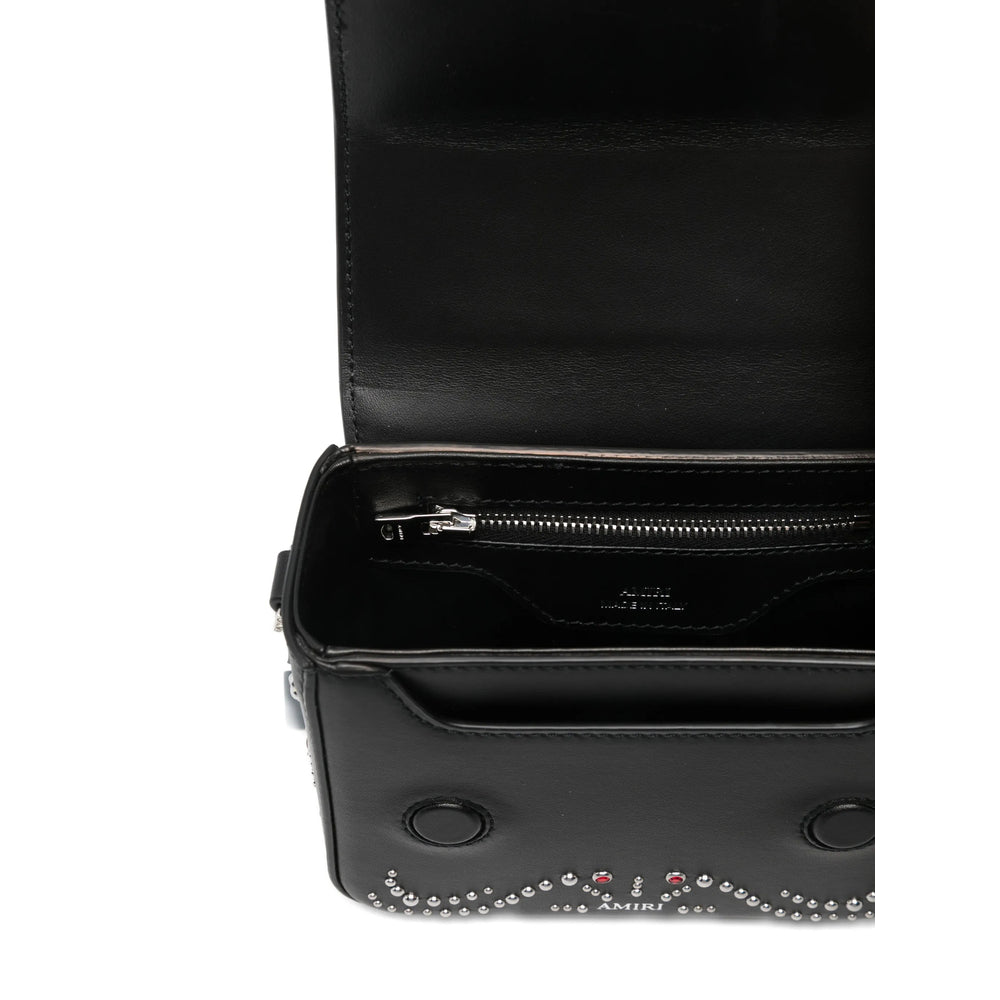 Black Top Handle Bag With Studded Design