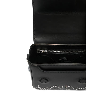 Black Top Handle Bag With Studded Design