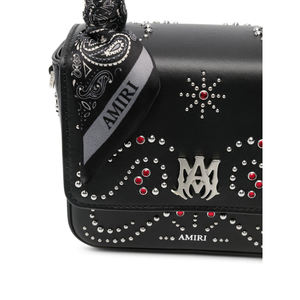 Black Top Handle Bag With Studded Design