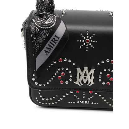 Black Top Handle Bag With Studded Design