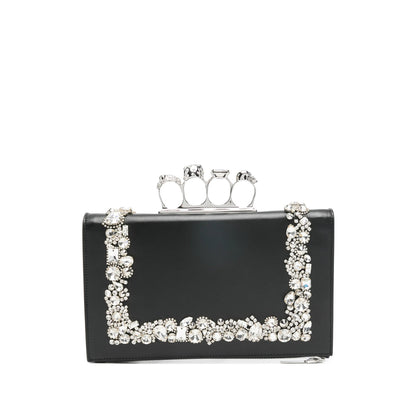 Black Embellished Top Zip Bag