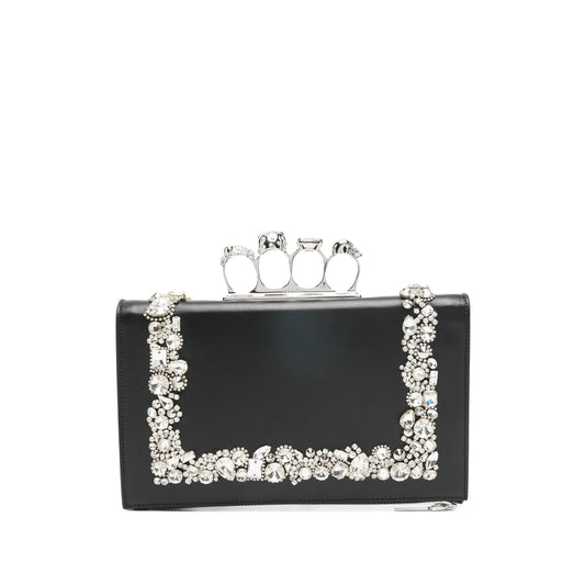 Black Embellished Top Zip Bag