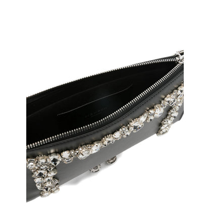 Black Embellished Top Zip Bag