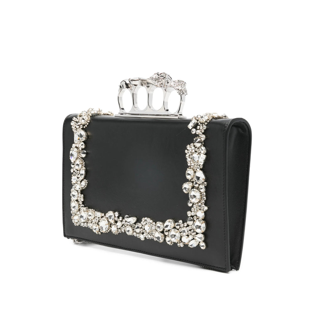 Black Embellished Top Zip Bag