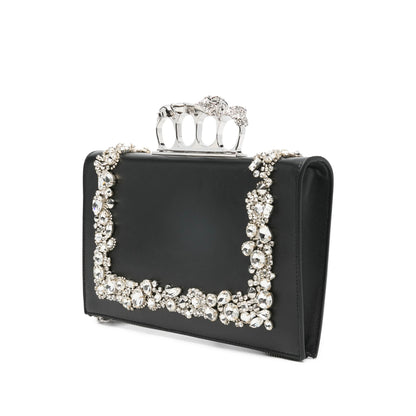 Black Embellished Top Zip Bag
