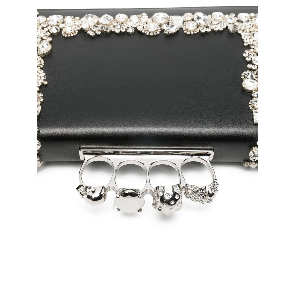 Black Embellished Top Zip Bag