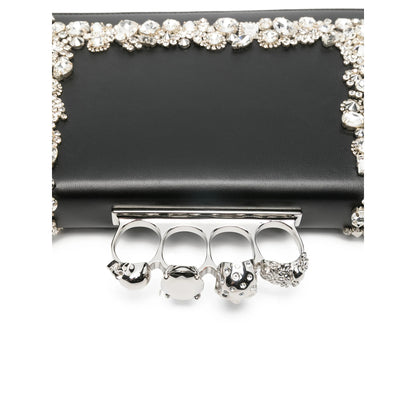 Black Embellished Top Zip Bag