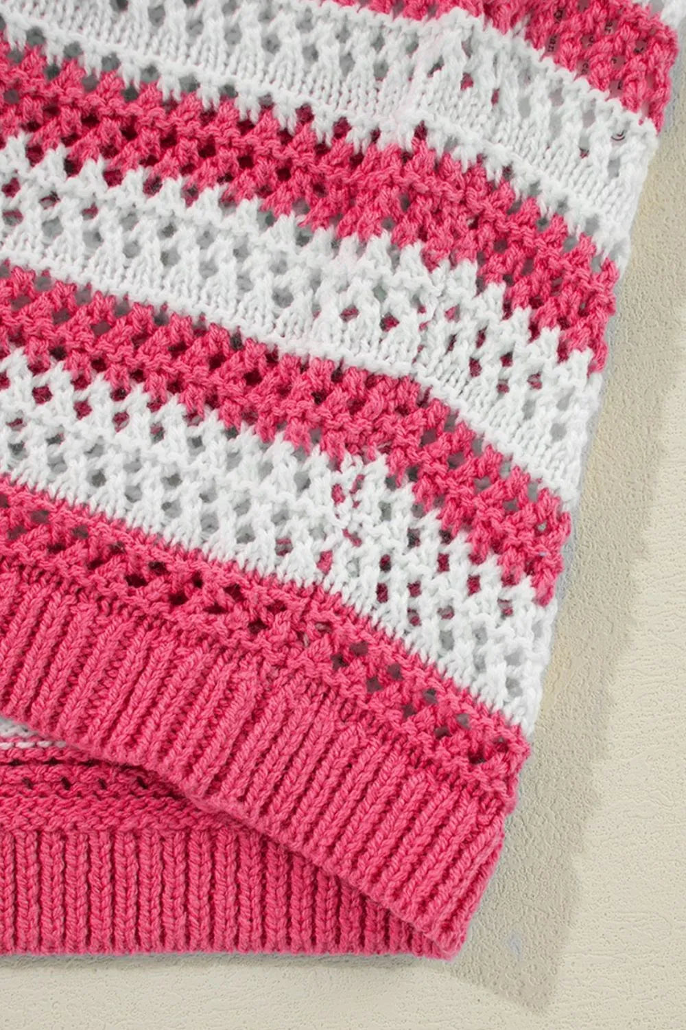 Stripe Hollowed Knit Sleeveless Sweater Dress