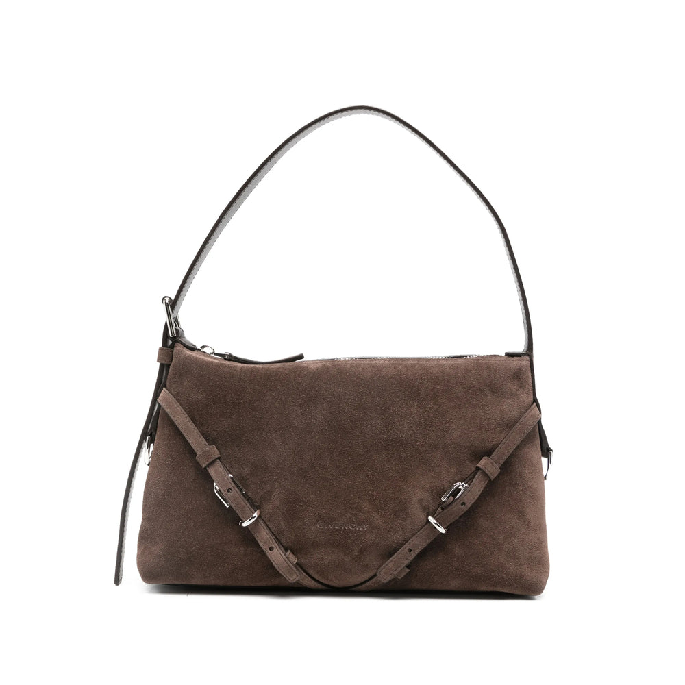 Shoulder Bag Brown Calf Suede