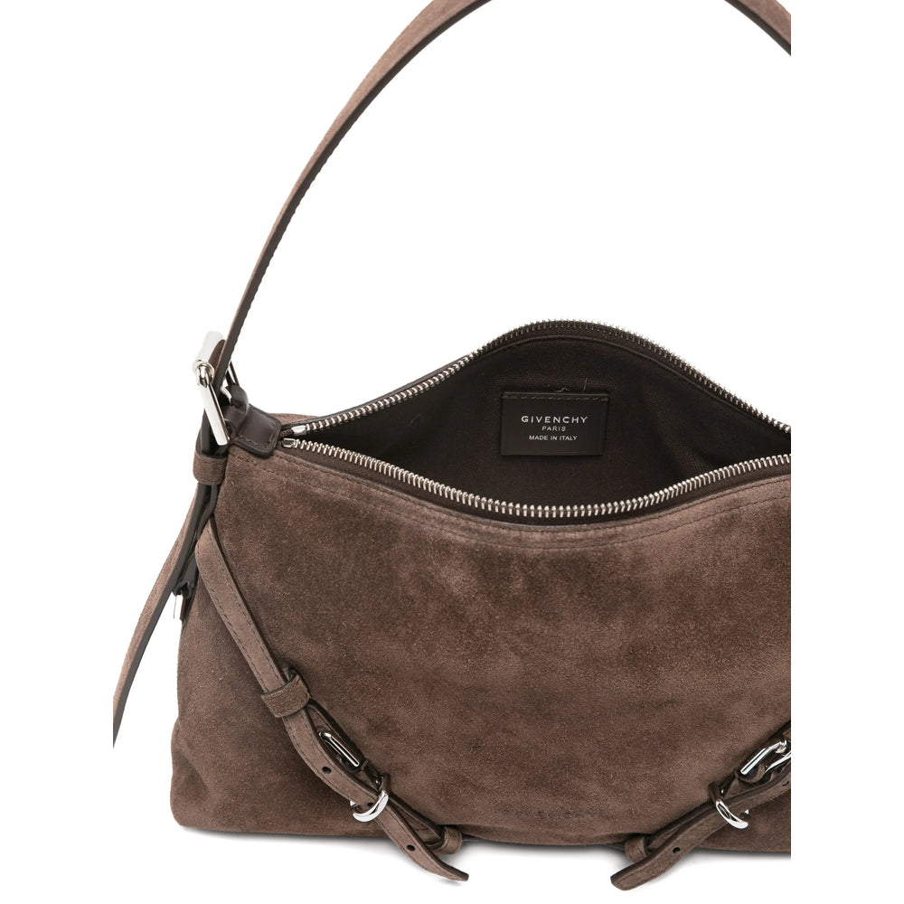 Shoulder Bag Brown Calf Suede