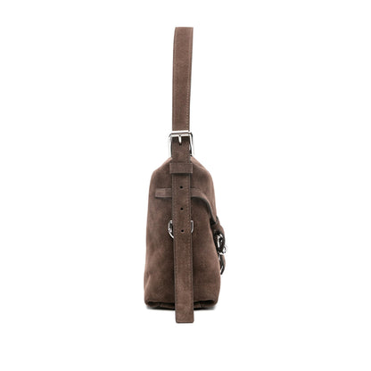 Shoulder Bag Brown Calf Suede