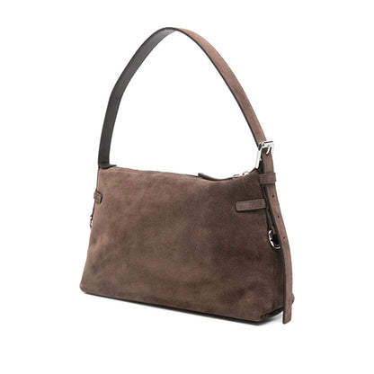 Shoulder Bag Brown Calf Suede