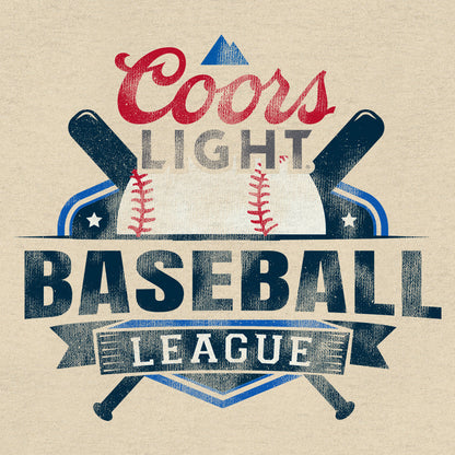 Coors Light Baseball League Front and Back Beer Logo T-Shirt - Cream