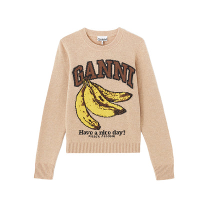 Beige Patterned Jacquard Sweater