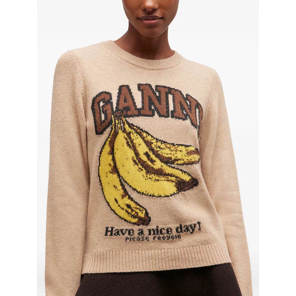 Beige Patterned Jacquard Sweater