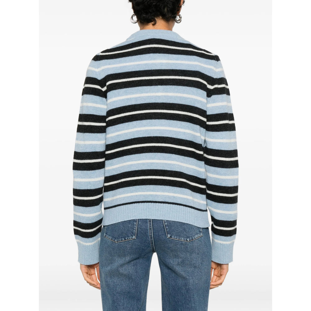 Blue Stripe Pattern Jacquard Sweater