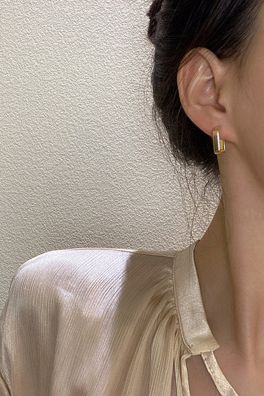 Threaded Pear Gold Square Hook Plated Alloy Stud Earrings