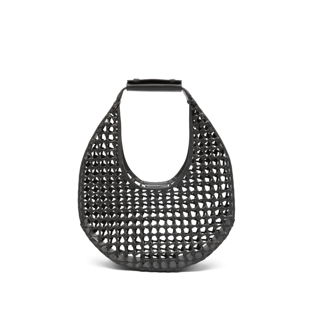 Brown Woven Design Top Handle Bag