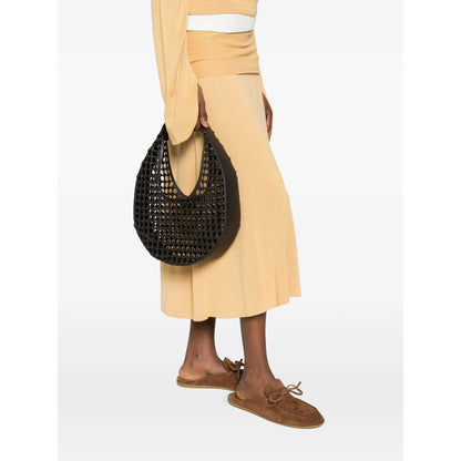 Brown Woven Design Top Handle Bag