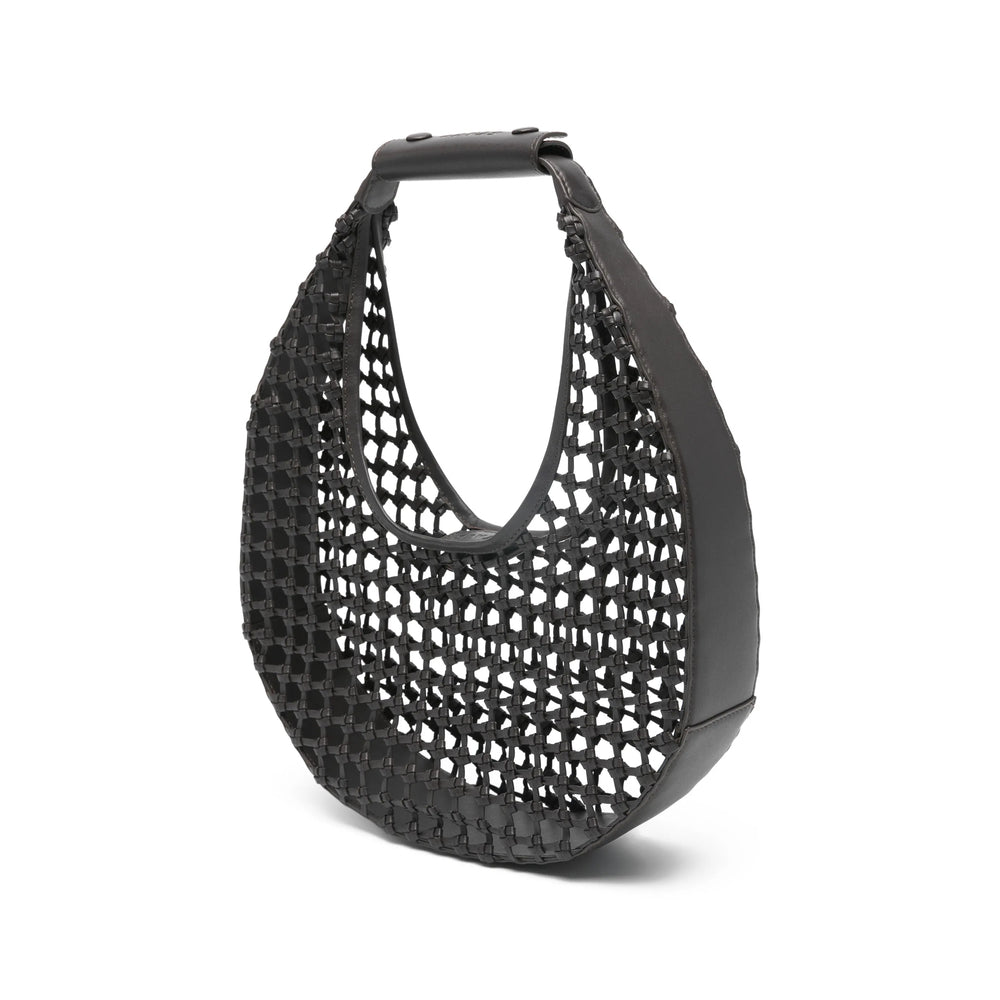 Brown Woven Design Top Handle Bag