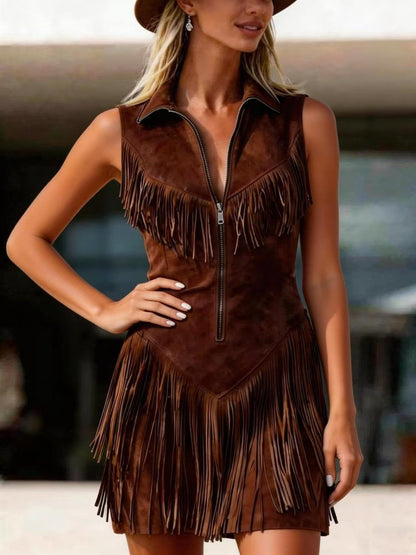 brown tassel dress ZARA $119 FRINGE KNIT MIDI DRESS BROWN S M L NWT