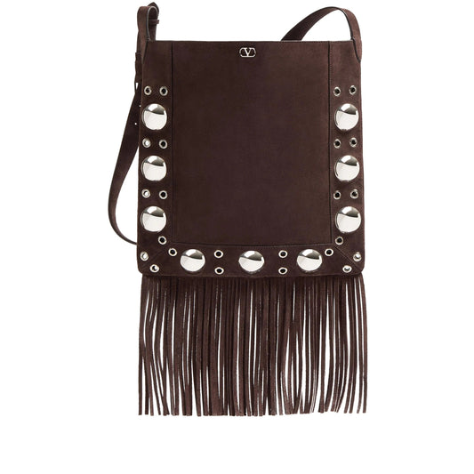 Shoulder Bag VLogo Signature Brown Suede
