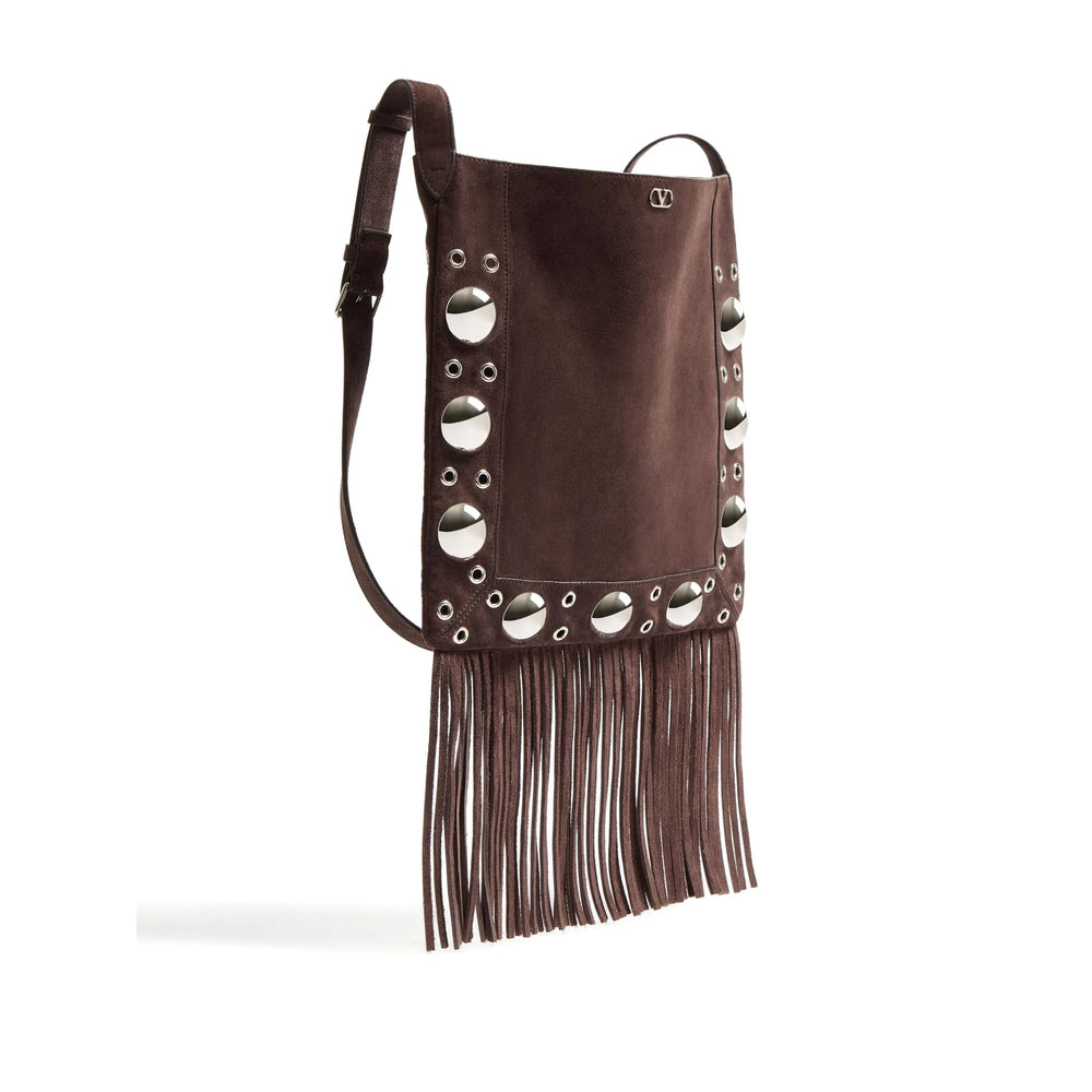 Shoulder Bag VLogo Signature Brown Suede