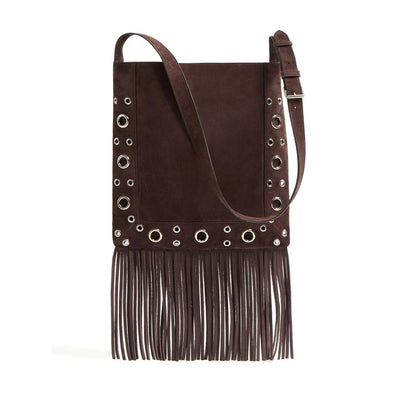 Shoulder Bag VLogo Signature Brown Suede