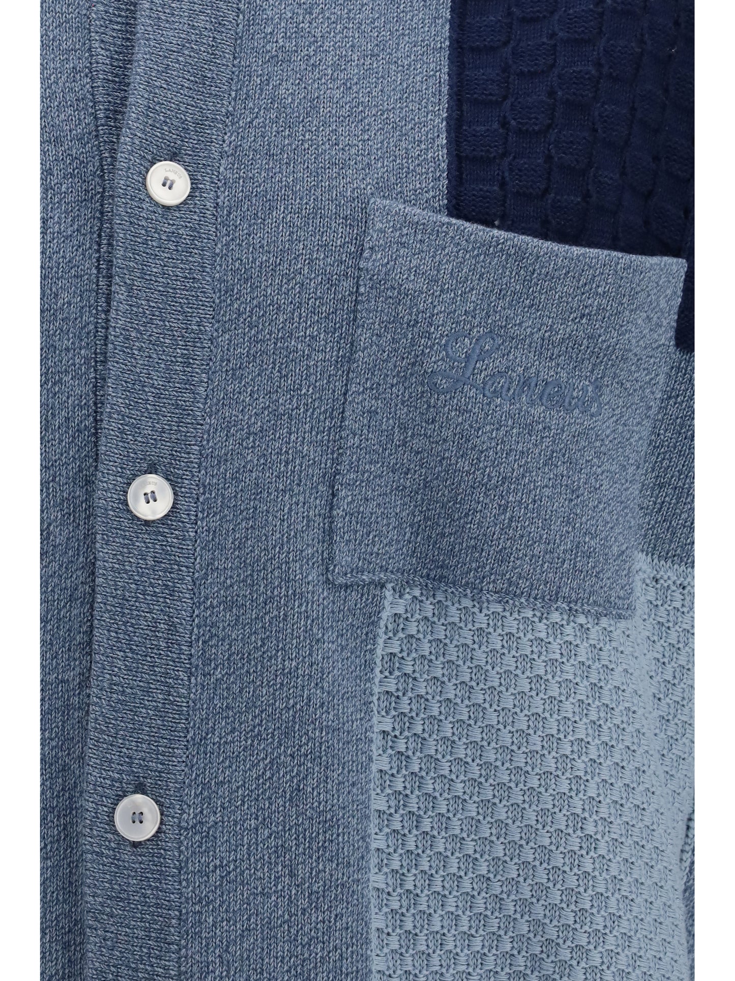 Short-Sleeve Cardigan Denim Blue