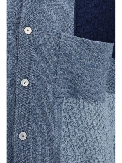 Short-Sleeve Cardigan Denim Blue
