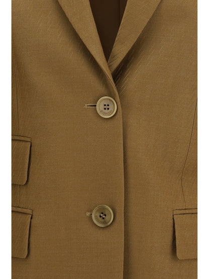 Blazer Wool and Mohair Hazelnut Brown Stripe