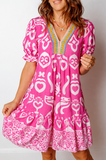 Threaded Pear Alaia Short Sleeve Flared Dress
