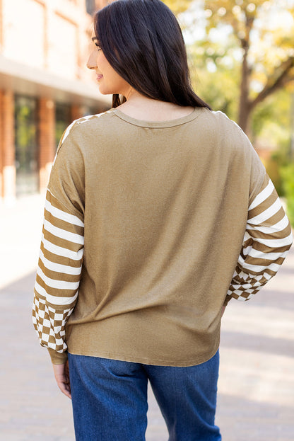 Threaded Pear Fatima Patchwork Lantern Sleeve Blouse
