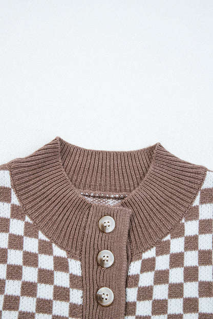 Threaded Pear Mckinley Trim Checkerboard Knit Sweater