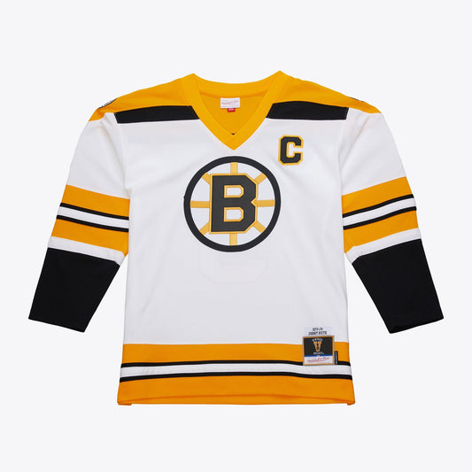 Men's Mitchell & Ness Nhl White Jersey Bruins 1973 Johnny Bucyk