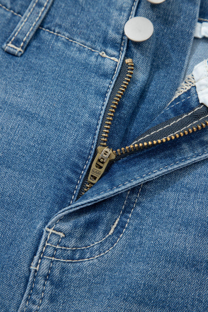 Threaded Pear Hana Wash Cuffed Barrel Jeans