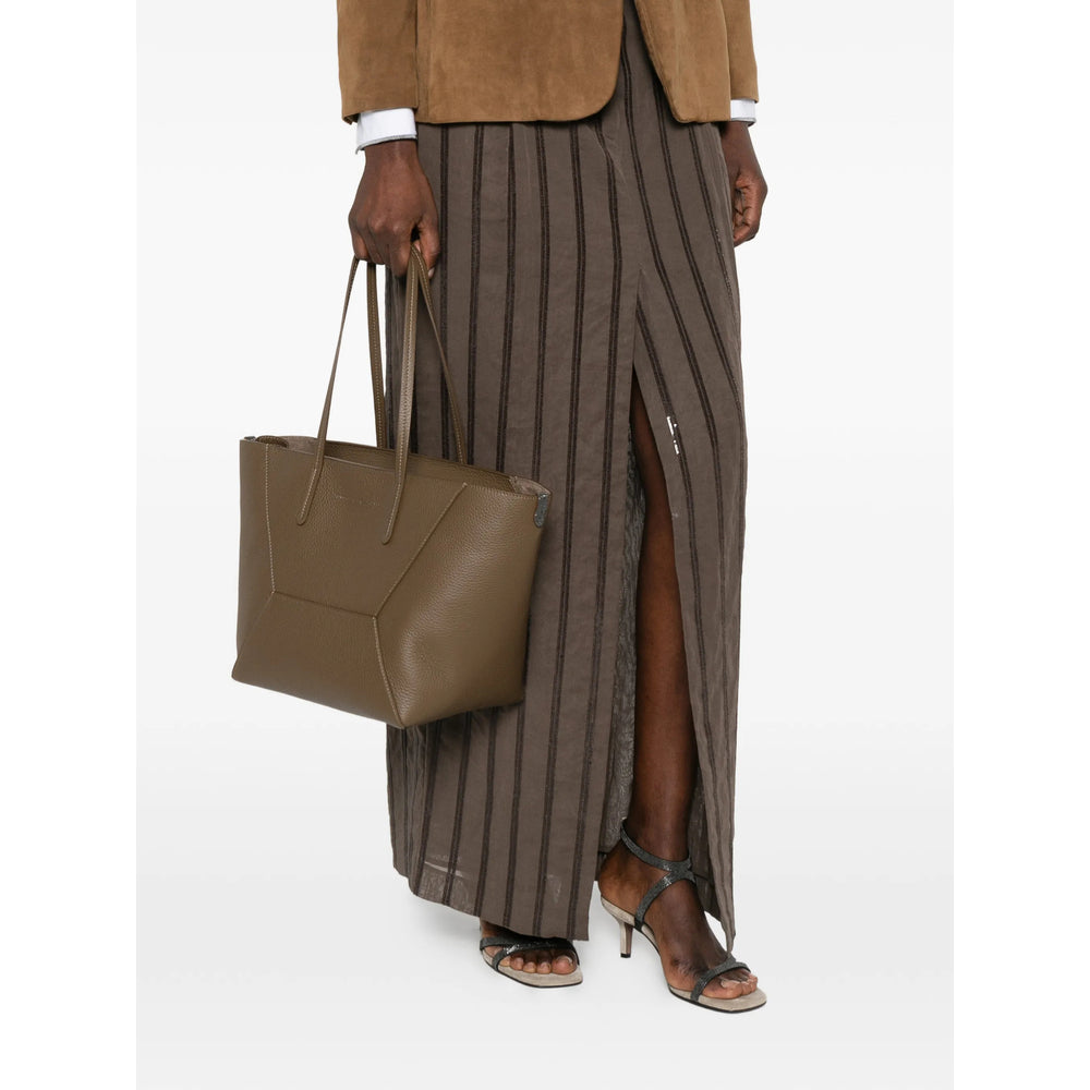 Bag With Brown Leather Logo Print