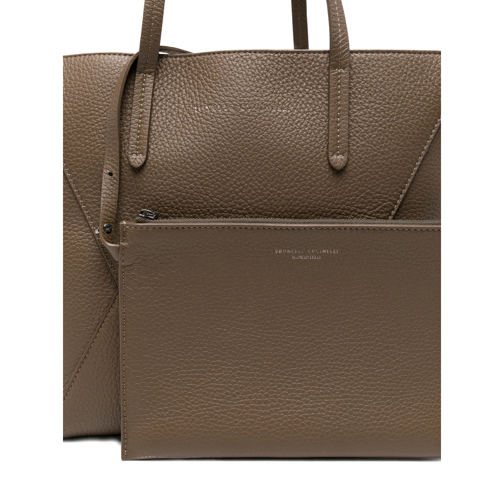 Bag With Brown Leather Logo Print