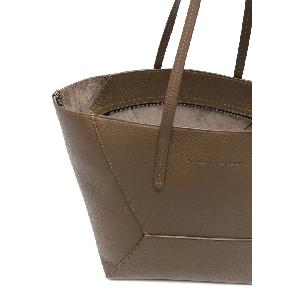 Bag With Brown Leather Logo Print